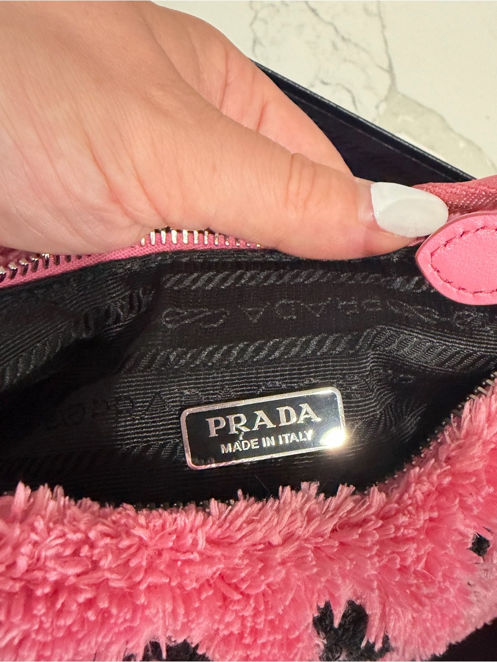 Terry Cloth Mini Re-Edition 2000 Bag Petalo Black - Picture 4 of 5